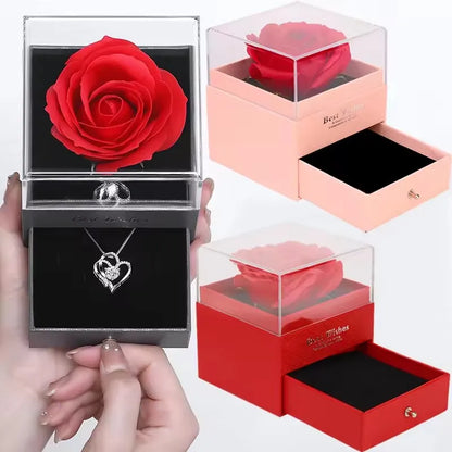 Boîte à colliers de luxe avec fleur de Rose, boîte à cadeaux pour femmes, petite amie, étui à bijoux élégant, à la mode, cadeaux de bijoux de saint-valentin 2025