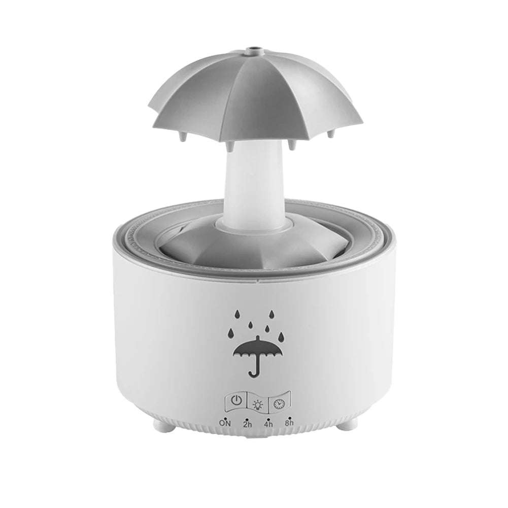 Humidificateur en forme de parapluie avec effet de pluie, diffuseur LED 7 couleurs, réservoir d'eau de 300ml pour chambres à coucher et espaces de travail