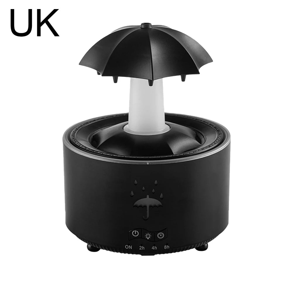 Humidificateur en forme de parapluie avec effet de pluie, diffuseur LED 7 couleurs, réservoir d'eau de 300ml pour chambres à coucher et espaces de travail