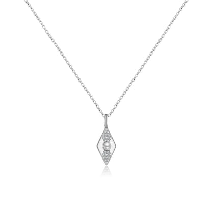 Long collier de luxe brillant Vintage bijoux Perle breloque  fins cadeau argent Sterling or losange CZ Zircon DPLAOPA 925