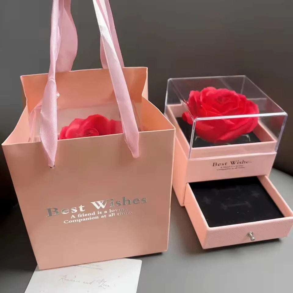 Boîte à colliers de luxe avec fleur de Rose, boîte à cadeaux pour femmes, petite amie, étui à bijoux élégant, à la mode, cadeaux de bijoux de saint-valentin 2025